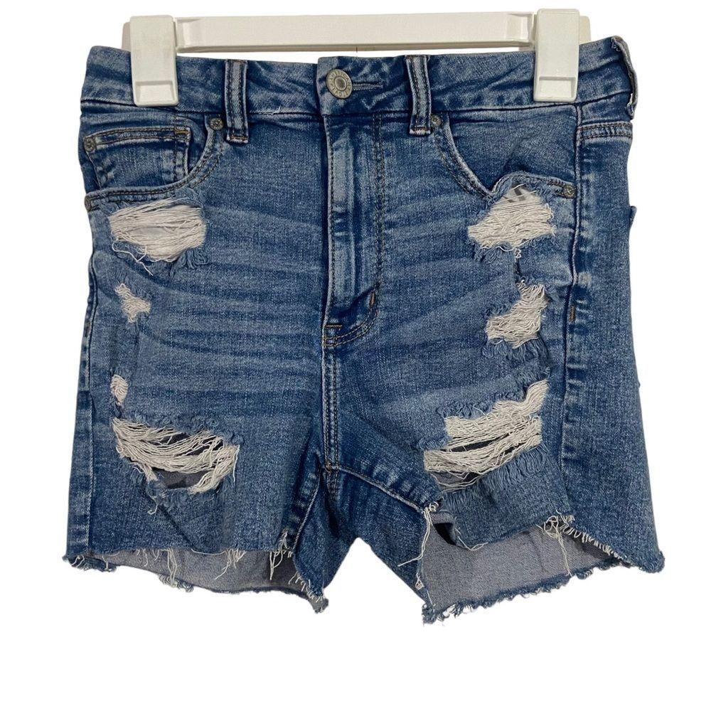 American Eagle Curvy High Waisted Distressed Jean Shorts